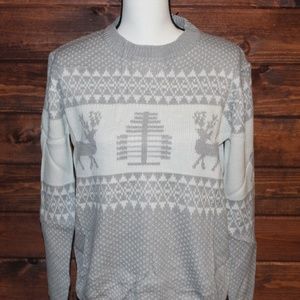 Yidarton Women's Gray White Holiday Sweater Small